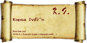 Kopsa Iván névjegykártya